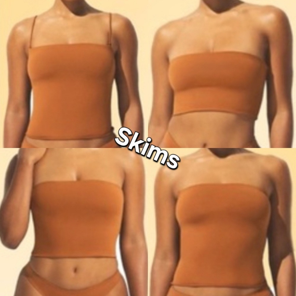 New SKIMS Classic Swim Convertible Bandeau Top M Bronze NWT Medium BT-BAN-9607W